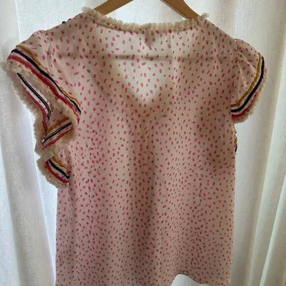 THML Pink, Navy, and Gold V-Neck Blouse - Picture 4 of 4